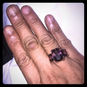 Blush 3 emerald stone ring